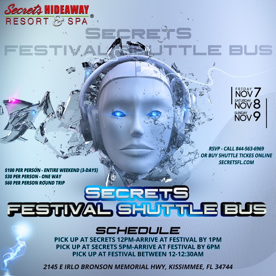 Secrets Shuttle Bus - Orlando EDM Festival 