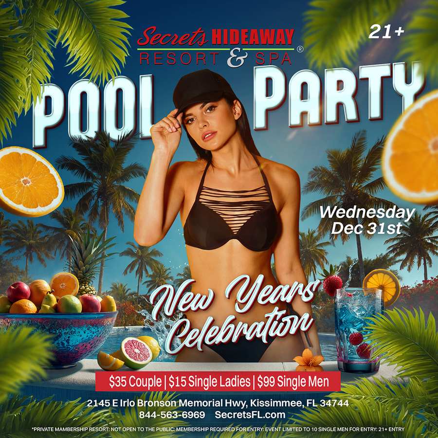 Pool Party 10am - 5pm - New Year's Celebration