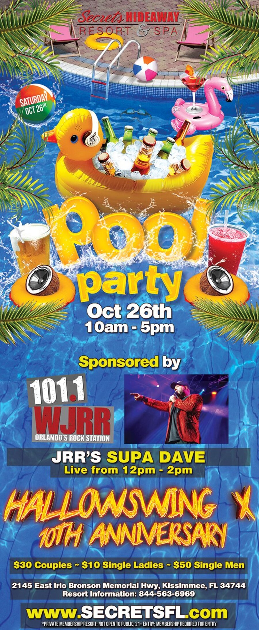 Saturday Pool Party 10am - 5pm - Hallowswing X