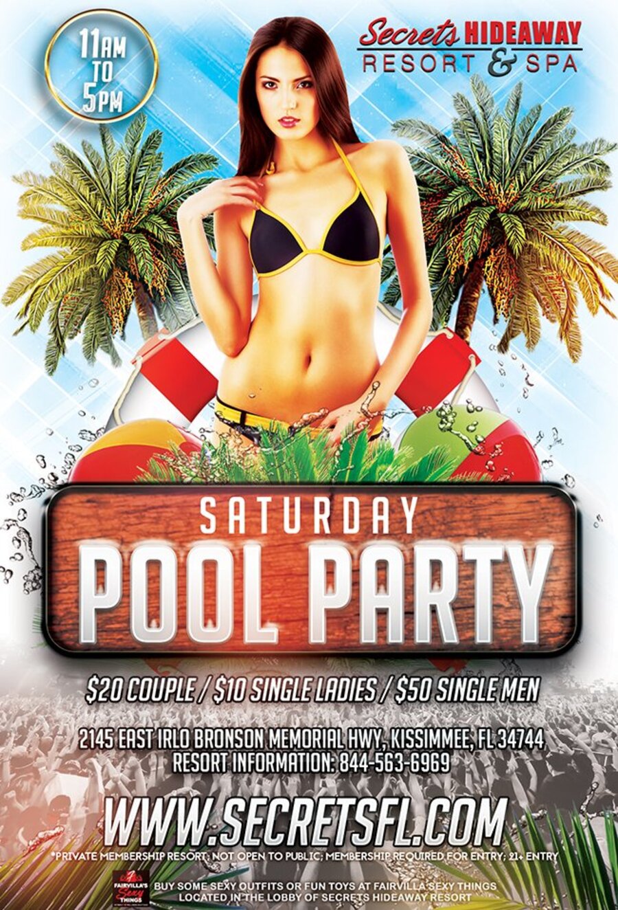 Saturday Pool Party 11am-5pm Swingers Break 2018