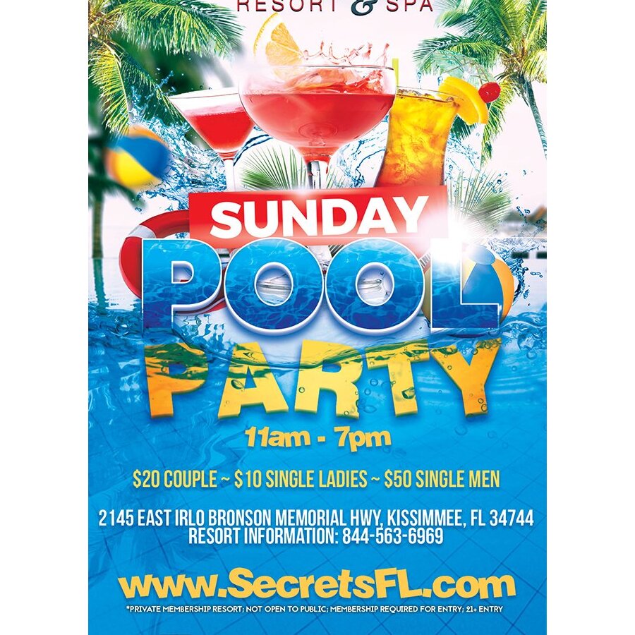 Sunday Pool Party 11am-7pm Swingers Break 2018
