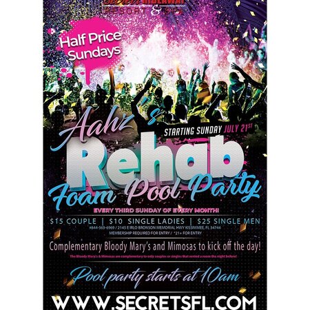 Aahz Rehab Sunday Foam Pool Party - 10am-7pm